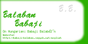 balaban babaji business card